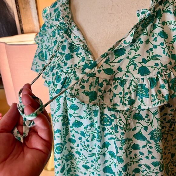 NWOT Draper James Flutter Sleeve Top Blouse Shirt Woodblock Green Floral MEDIUM - Picture 5 of 9
